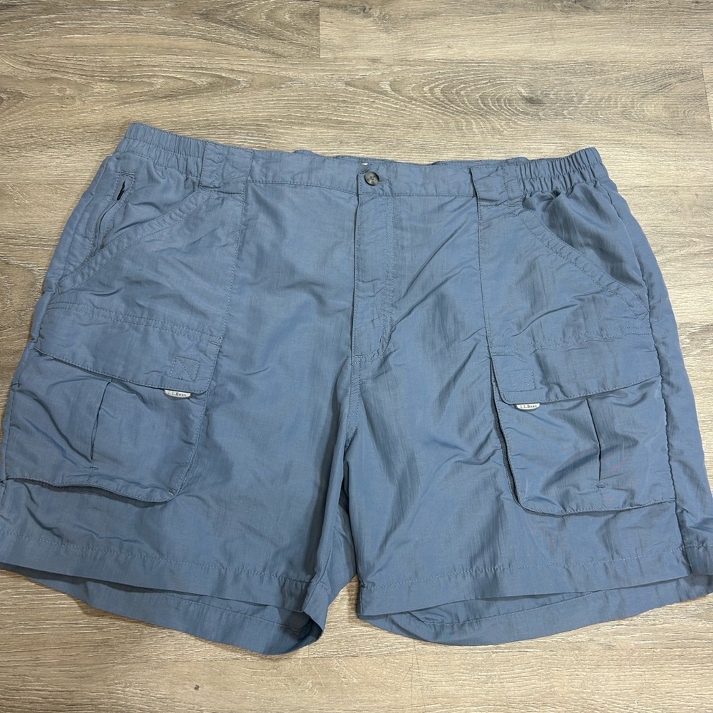 L.L. Bean Outdoors Machine Blue Cargo Nylon Shorts Men's Size XL